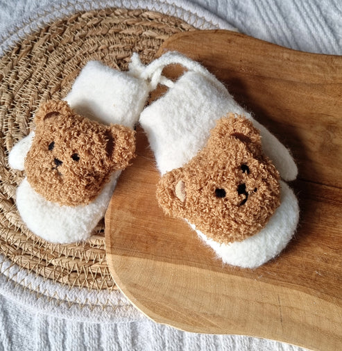 Baby handschoen wanten met beertje