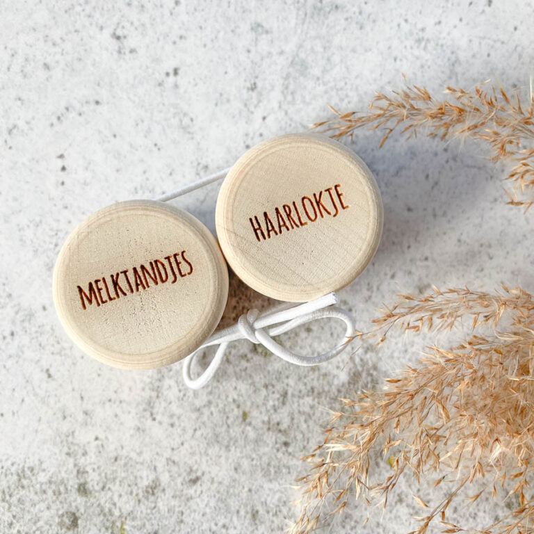 Melktandjes- & Eerste haarlokje doosje (set)