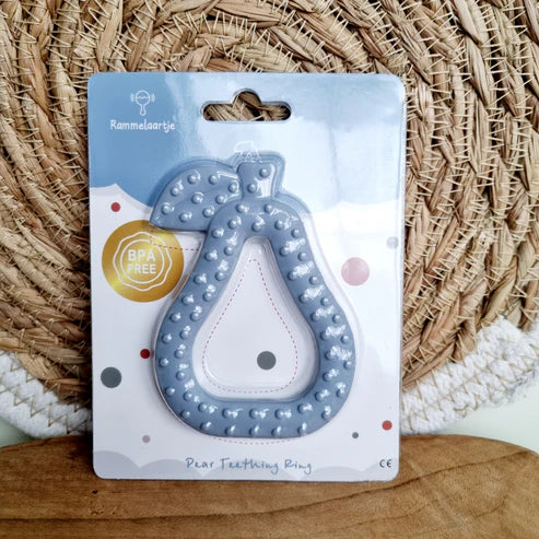 Rammelaartje Teether Pear Grijsblauw