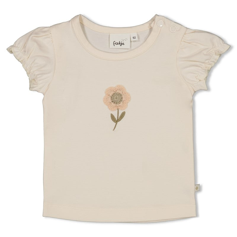 Feetje - T-shirt met Crochet Bloem
