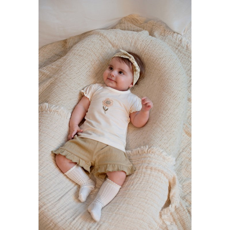Feetje - T-shirt met Crochet Bloem