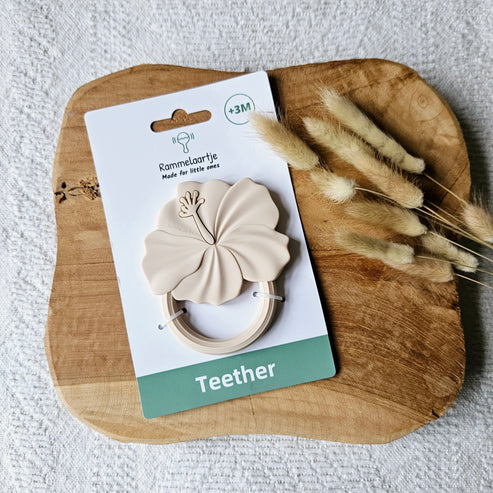 Siliconen Bijtring Hibiscus Beige