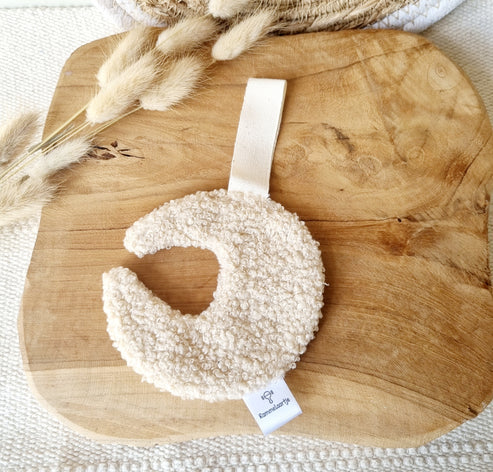 Speenkoord Knuffeldoekje Teddystof Maan Beige