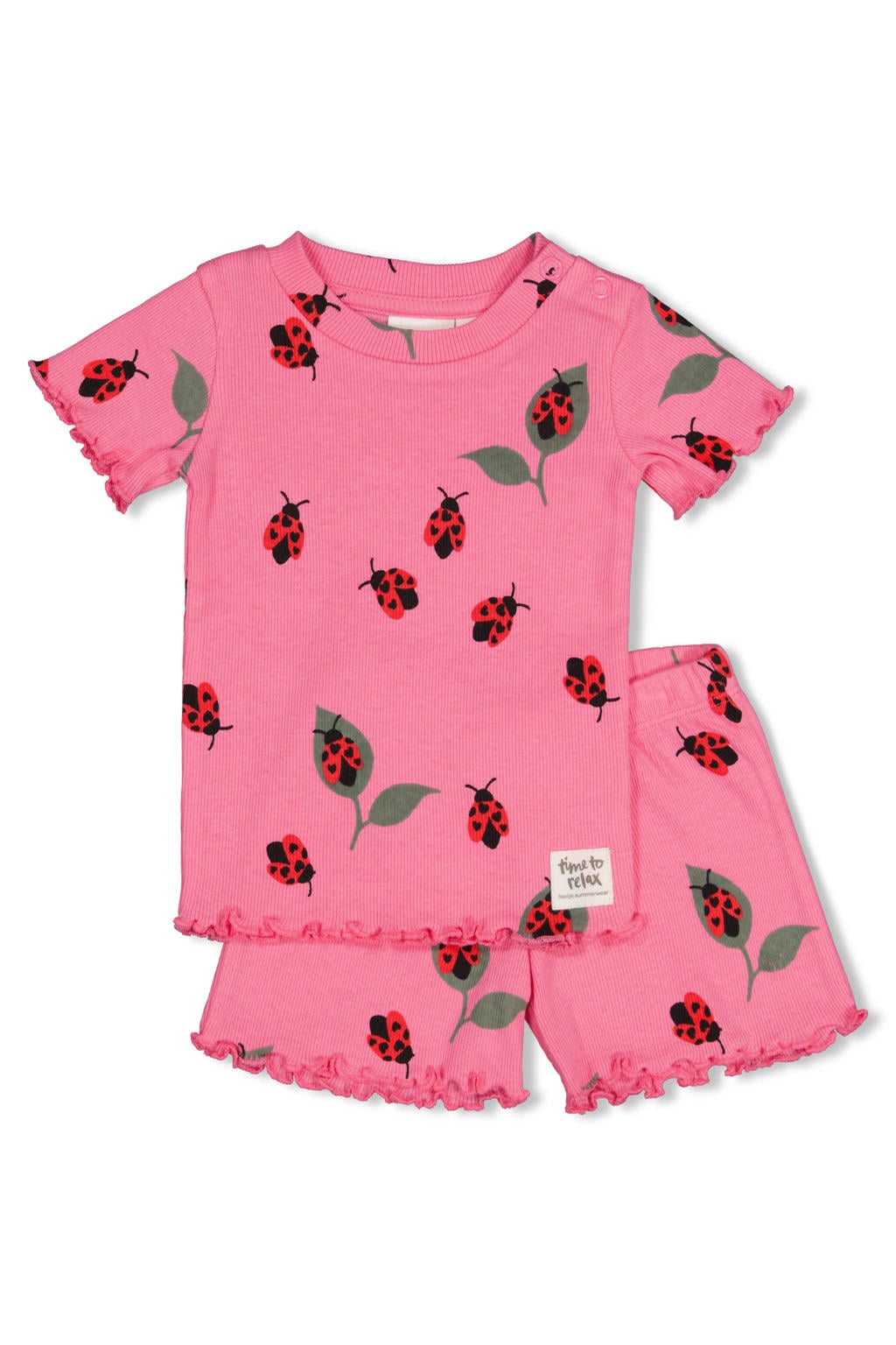 Feetje shortama Lily Ladybug roze/rood